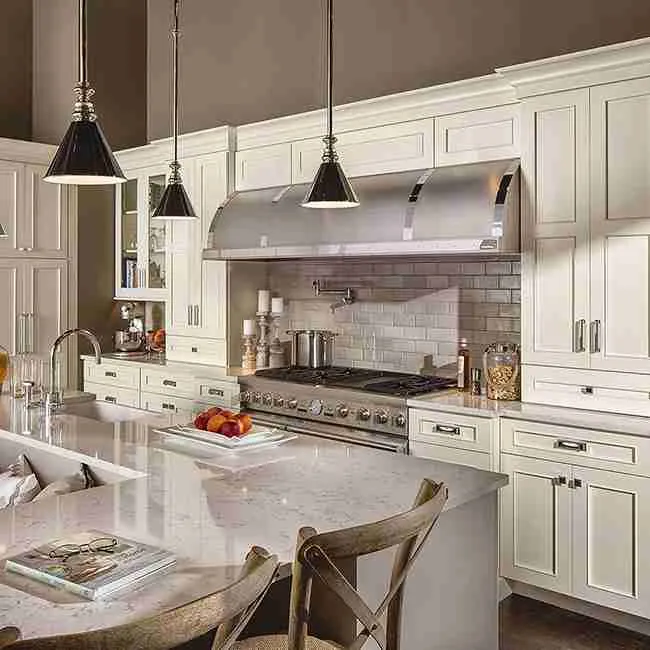 Full overlay classic panel with custom mitered granite island