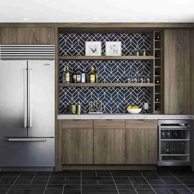 Full overlay European wood grain cabinets